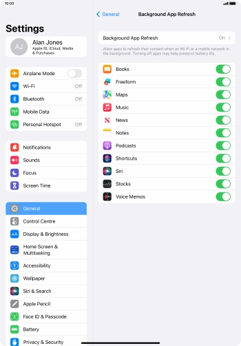 Press Background App Refresh. Press Background App Refresh.