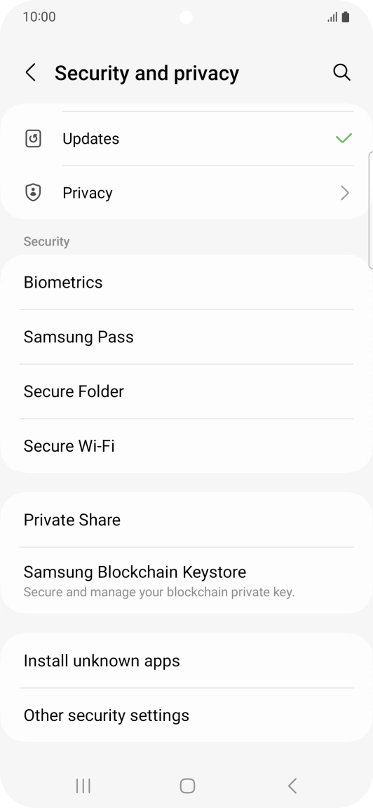 Press Other security settings. Press Other security settings.