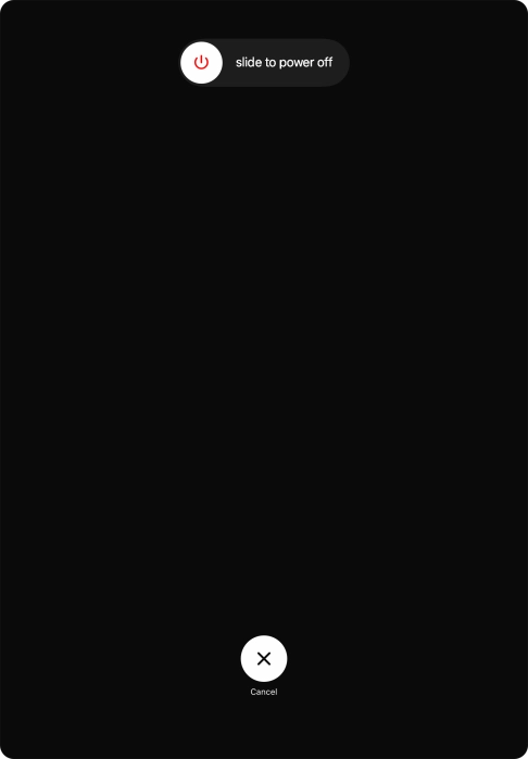 Press and drag the power off icon right. Press and drag the power off icon right.