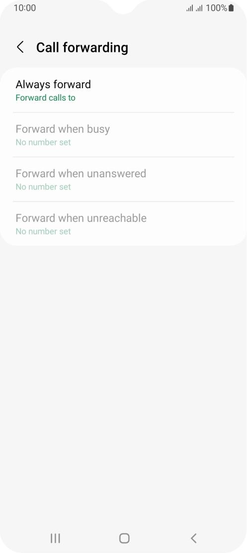Press the required divert type. Press the required divert type.
