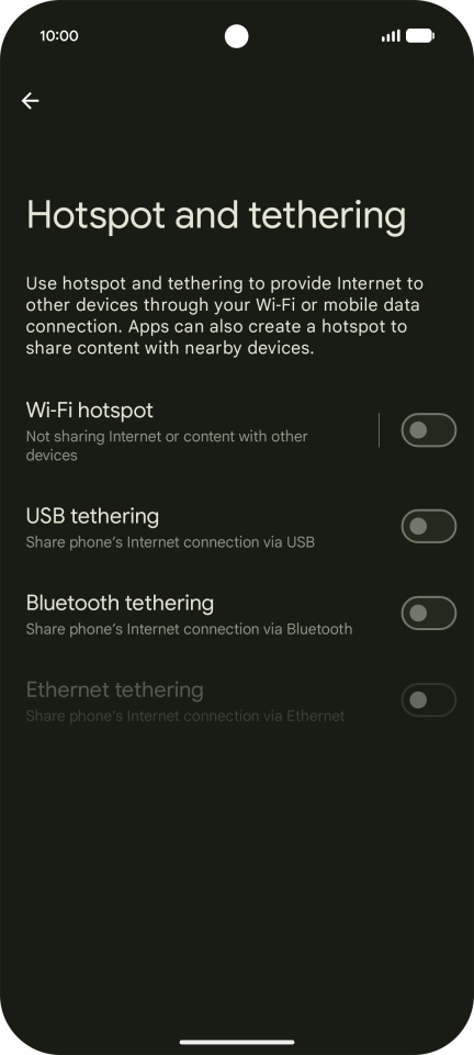 Press Wi-Fi hotspot. Press Wi-Fi hotspot.