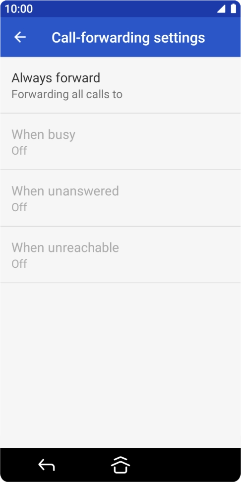 Press the required divert type. Press the required divert type.