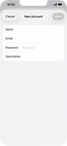 Press Password and key in the password for your email account. Press Password and key in the password for your email account.