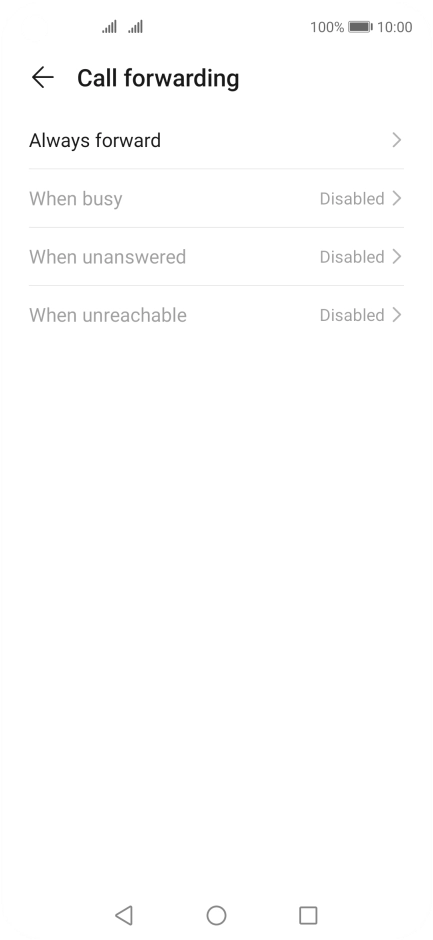 Press the required divert type. Press the required divert type.