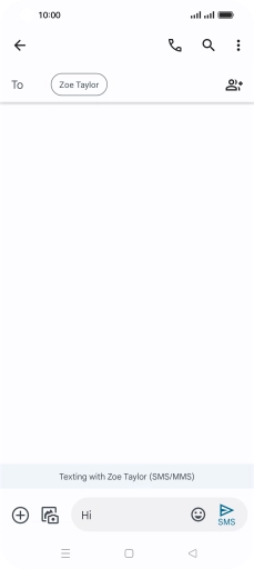 Press the send icon when you've finished your SMS. Press the send icon when you've finished your SMS.