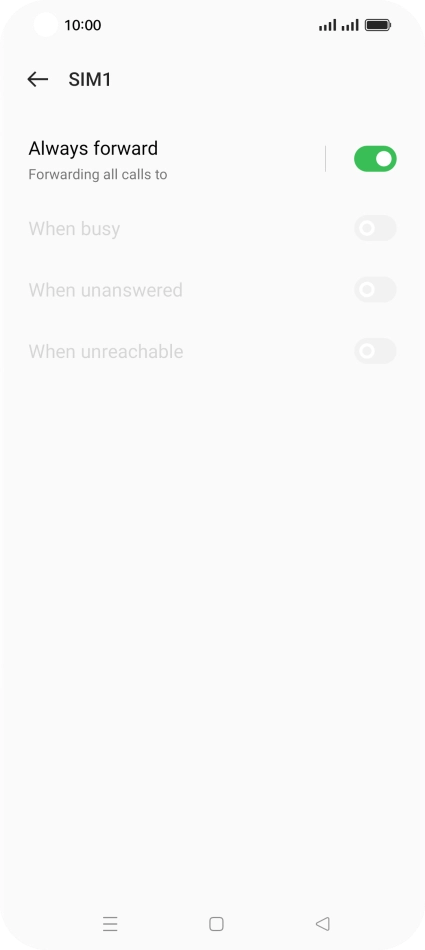 Press the indicator next to the required divert type. Press the indicator next to the required divert type.