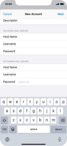 Press Password and key in the password for your email account. Press Password and key in the password for your email account.
