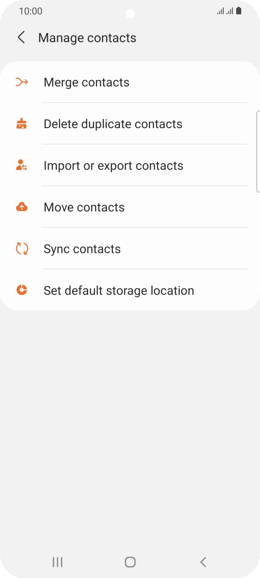 Press Import or export contacts. Press Import or export contacts.
