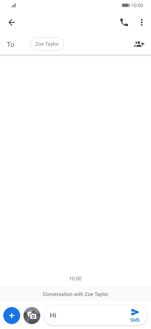 Press the send icon when you've finished your SMS. Press the send icon when you've finished your SMS.
