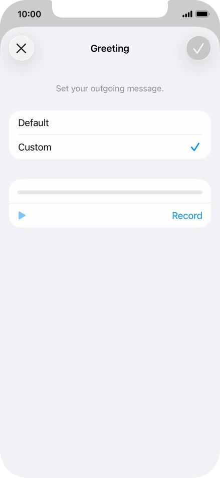 Press Record to start recording a personal greeting. Press Record to start recording a personal greeting.
