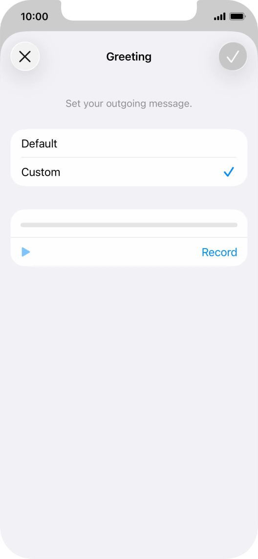 Press Record to start recording a personal greeting. Press Record to start recording a personal greeting.