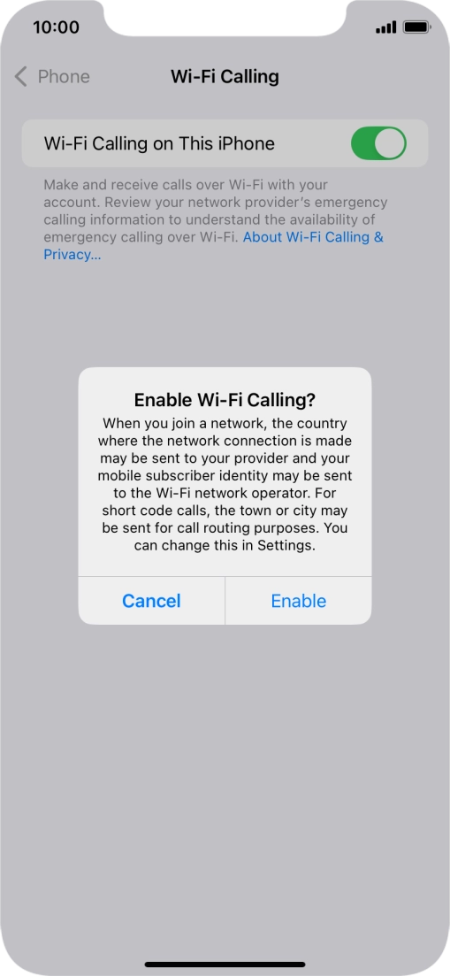 If you turn on the function, press Enable. If you turn on the function, press Enable.