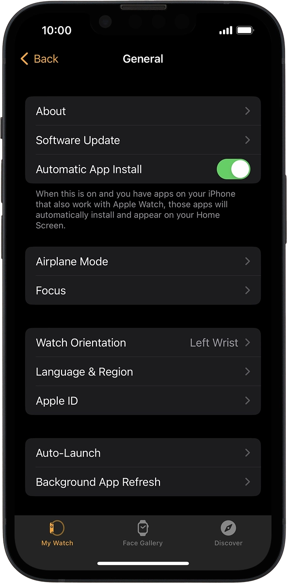 On your phone: Press Software Update. If a new software version is available, it's displayed. Follow the instructions on the screen to update the Apple Watch software. On your phone: Press Software Update. If a new software version is available, it's displayed. Follow the instructions on the screen to update the Apple Watch software.