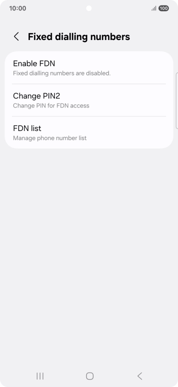 Press Enable FDN. Press Enable FDN.