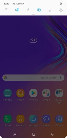Press the flight mode icon to turn the function on or off. Press the flight mode icon to turn the function on or off.