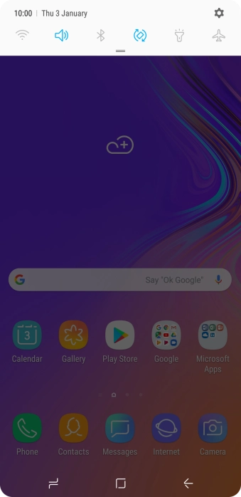 Press the flight mode icon to turn the function on or off. Press the flight mode icon to turn the function on or off.