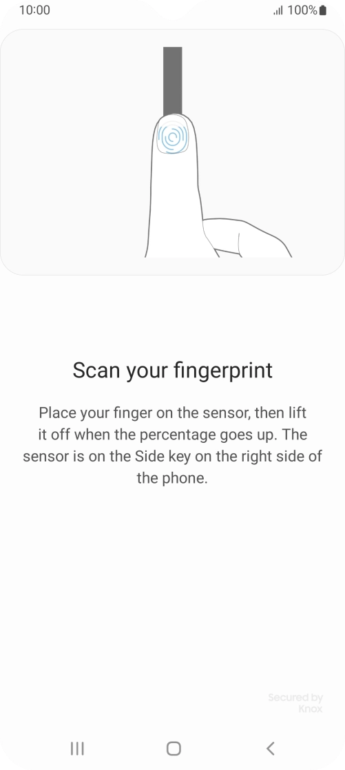 Follow the instructions on the screen to create the phone lock code using your fingerprint. Follow the instructions on the screen to create the phone lock code using your fingerprint.