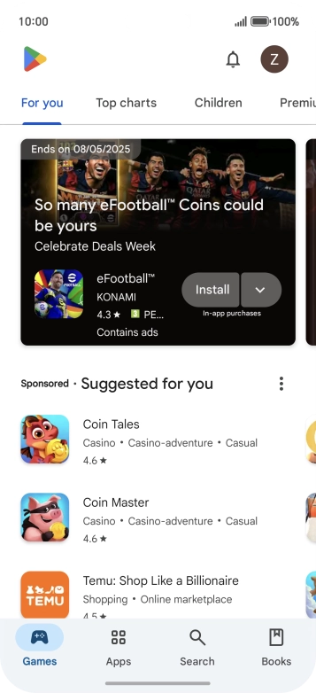 Press the profile icon. Press the profile icon.