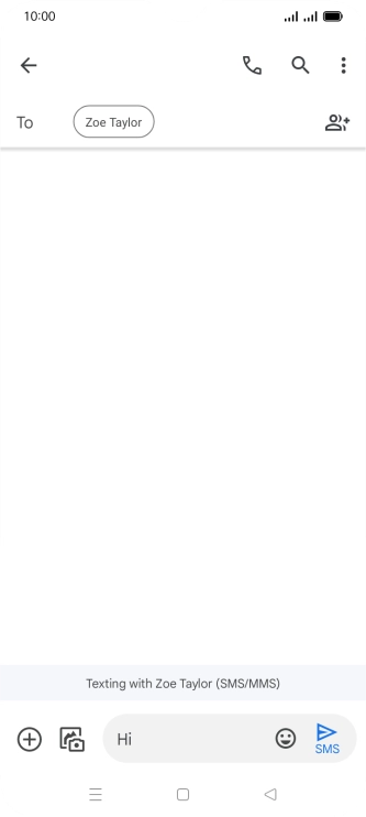 Press the send icon when you've finished your SMS. Press the send icon when you've finished your SMS.