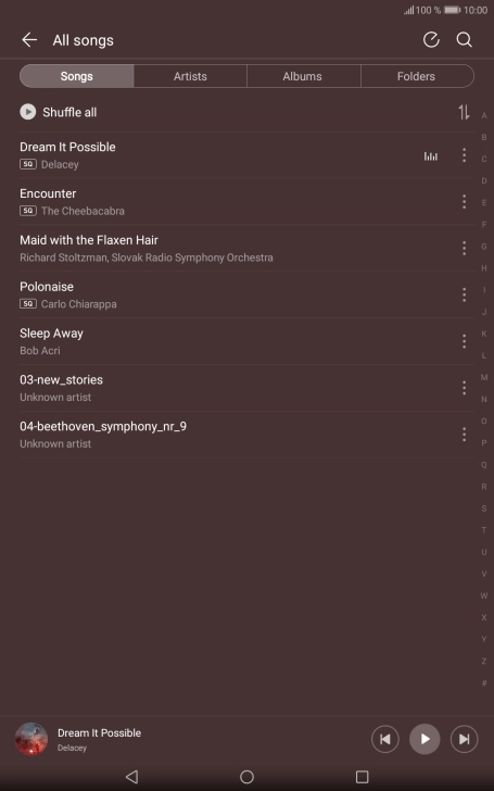 Press the required category and go to the required audio file. Press the required category and go to the required audio file.