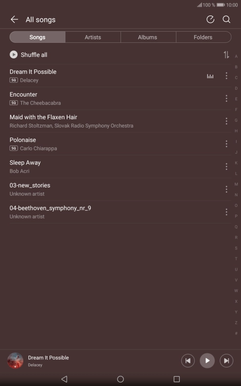 Press the required category and go to the required audio file. Press the required category and go to the required audio file.