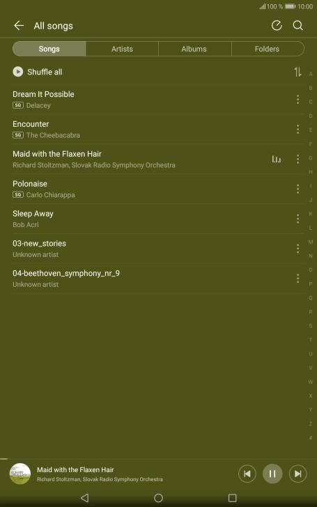 Press the song title. Press the song title.