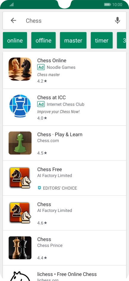 Press the required app. Press the required app.