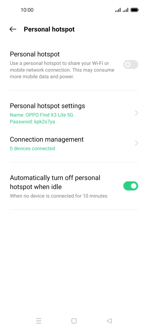 Press Personal hotspot settings. Press Personal hotspot settings.