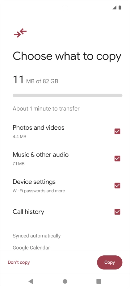Press the fields next to the required data types. Press the fields next to the required data types.
