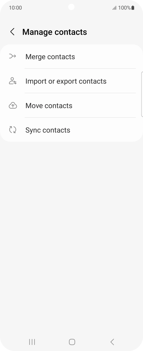 Press Import or export contacts. Press Import or export contacts.
