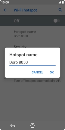 Key in the required Wi-Fi hotspot name and press OK. Key in the required Wi-Fi hotspot name and press OK.