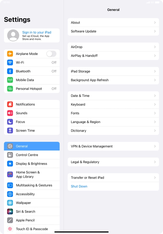 Press Sign in to your iPad. Press Sign in to your iPad.