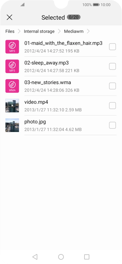 Press the required file. Press the required file.