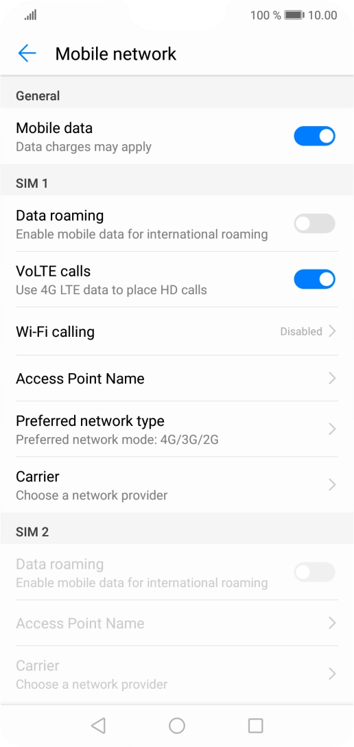 Press Preferred network type. Press Preferred network type.
