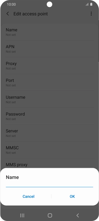 Key in EE Internet and press OK. Key in EE Internet and press OK.