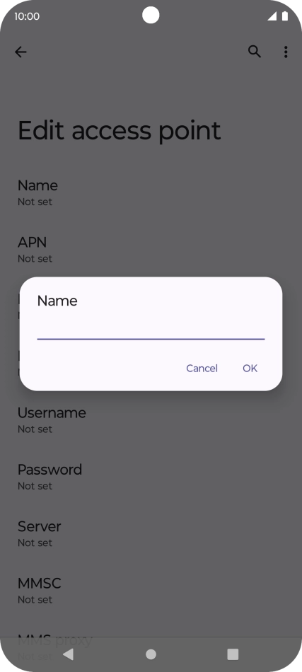 Key in EE Internet and press OK. Key in EE Internet and press OK.