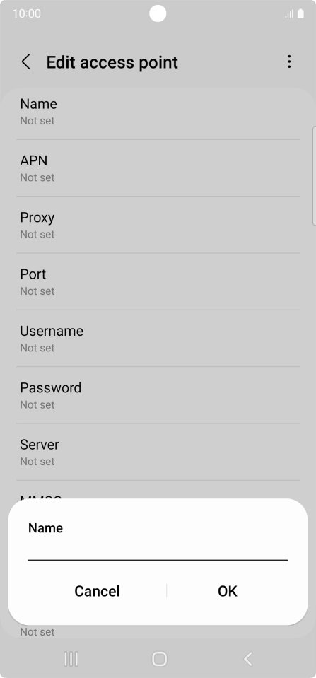 Key in EE Internet and press OK. Key in EE Internet and press OK.
