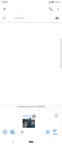 Press the send icon when you've finished your MMS. Press the send icon when you've finished your MMS.