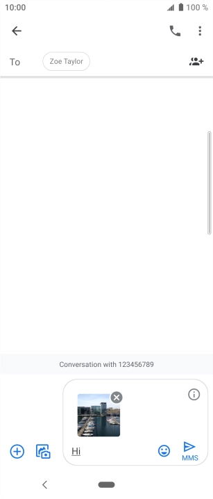 Press the send icon when you've finished your MMS. Press the send icon when you've finished your MMS.