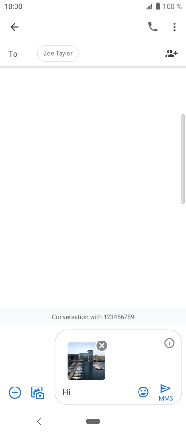 Press the send icon when you've finished your MMS. Press the send icon when you've finished your MMS.