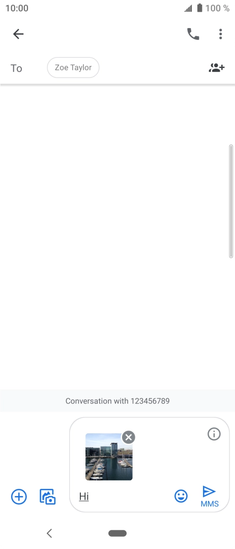 Press the send icon when you've finished your MMS. Press the send icon when you've finished your MMS.