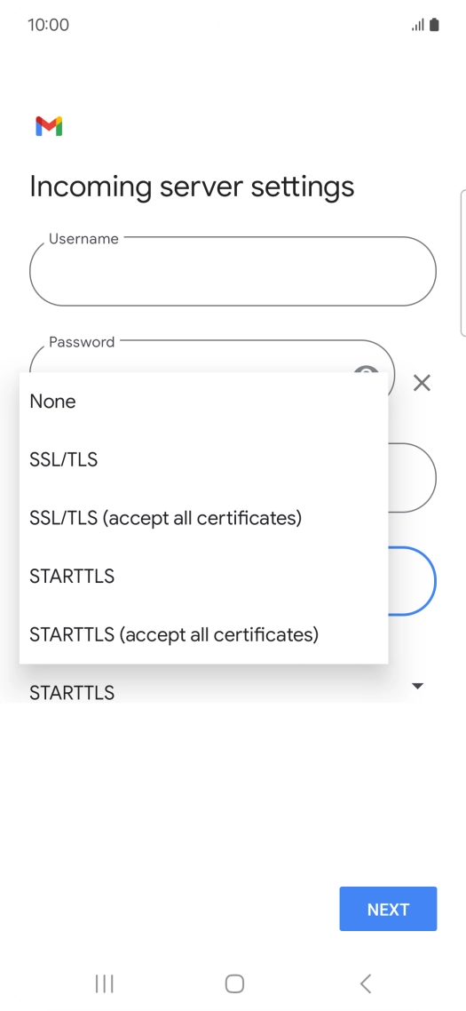 Press SSL/TLS. Press SSL/TLS.