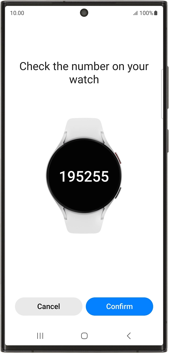 On your phone: Check that the code is identical to the code displayed on your smartwatch. On your phone: Check that the code is identical to the code displayed on your smartwatch.