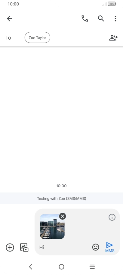 Press the send icon when you've finished your MMS. Press the send icon when you've finished your MMS.