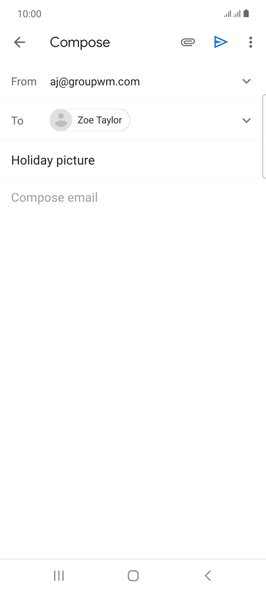 Press the text input field and write the text for your email. Press the text input field and write the text for your email.