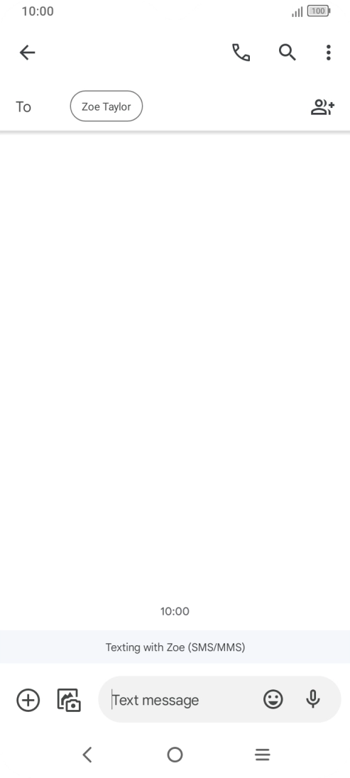 Press the text input field and write the text for your SMS. Press the text input field and write the text for your SMS.
