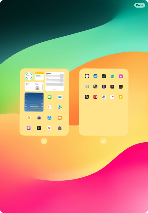 Press the fields below the required home screens to select or deselect them. Press the fields below the required home screens to select or deselect them.