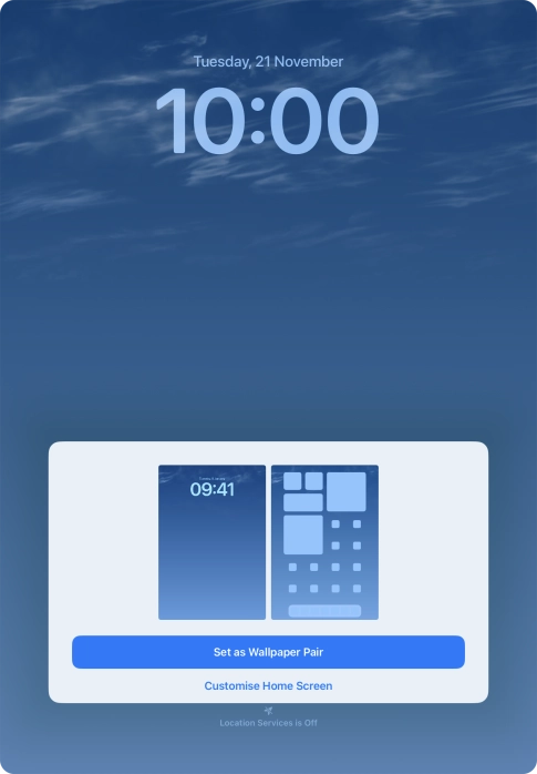 To use the same colour theme on the home screen, press Set as Wallpaper Pair. To use the same colour theme on the home screen, press Set as Wallpaper Pair.