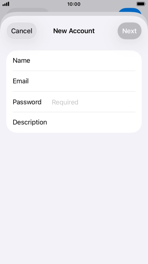 Press Password and key in the password for your email account. Press Password and key in the password for your email account.