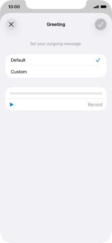 Press Default to select the default greeting. Press Default to select the default greeting.